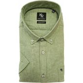 Kings Road Mens Big Size Plain Linen Mix Button Down Collar Casual Short Sleeve Shirt