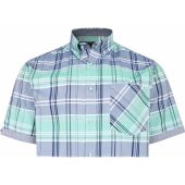 Kam Mens Big Size Cotton Check Button Down Collar Short Sleeve Shirt