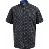 D555 Mens Big Size Short Sleeve Ao Print Shirt With Hidden Button Down Collar & Pocket