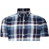 Peter Gribby Mens Big Size Cotton Casual Twill Check Short Sleeve Shirt