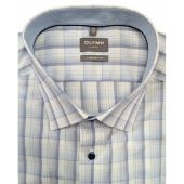 Olymp Mens Big Size Comfort Fit Odd Check Egyptian Cotton Formal Long Sleeve Shirt
