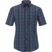 Casa Moda Mens Big Size Casual Fit Seersucker Check Button Down Collar Short Sleeve Shirt