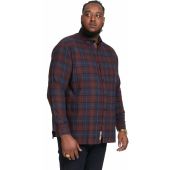 D555 Mens Big Size Check Oxford Button Down Collar Cotton Long Sleeve Casual Shirt