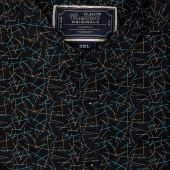 Ed Baxter Mens Big Size Pattern Print Cotton Casual Short Sleeve Shirt