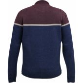 D555 Mens Big Size Knitted Zip Panel Design Cardigan With Side Pockets And Fleece Lining