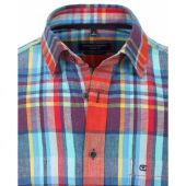 Casa Moda Mens Big Size Comfort Fit Linen Edition Multi Colour Check Casual Short Sleeve Shirt