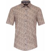 Casa Moda Mens Big Size Geometric Pattern Casual Fit Cotton Short Sleeve Shirt