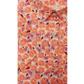 Kings Road Mens Big Size Orange Print Button Down Collar Casual Short Sleeve Shirt