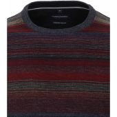 Casa Moda Mens Big Size Multi Horizontal Stripe Wool And Cashmere Sweater