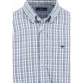 Fynch Hatton Mens Big Size Cotton Check Button Down Collar Casual Long Sleeve Shirt