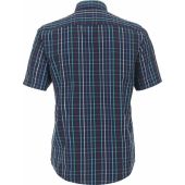 Casa Moda Mens Big Size Casual Fit Seersucker Check Button Down Collar Short Sleeve Shirt