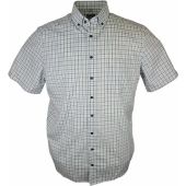 Olymp Mens Big Size Comfort Fit Egyptian Cotton Check Button Down Collar Short Sleeve Shirt With Breast Pocket