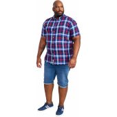 Duke Mens Big Size Woven Check Button Down Collar Casual Short Sleeve Shirt With Breast Pocket