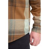 Blend Mens Big Size Brush Cotton Check Button Down Collar Casual Long Sleeve Shirt