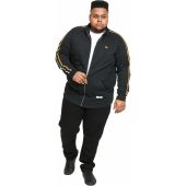 Mens Big Size D555 Duke Zip Through Sweatshirt With Ribbed Collar And Sleeve Stripes