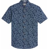 Ben Sherman Mens Big Size Stipple Floral Print Butto Down Casual Short Sleeve Shirt