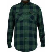 D555 Long Sleeve Check Overshirt With Two Patch Pockets With Flaps and Button Down Collar