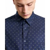 Ben Sherman Mens Big Size Stipple Print Pattern Casual Short Sleeve Shirt