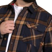 D555 Mens Big Size Brush Cotton Check Overshirt