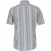 Casa Moda Mens Big Size Linen Blend Casual Short Sleeve Stripe Shirt
