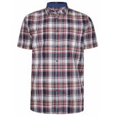 Peter Gribby Mens Big Size Linen Check Button Down Collar Short Sleeve Shirt Coral