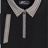 Mish Mash Mens Big Size Fashion Zip Polo With Dogtooth Contrast Collar And Cuff