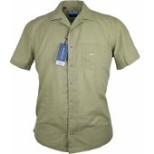 Dario Beltran Mens Big Size Textured Cotton Pyjama Collar Short Sleeve Shirt With Breast Pocket