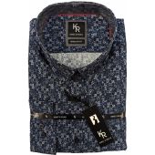 Kings Road Mens Big Size Square Pattern Print Casual Long Sleeve Shirt With Breast Pocket