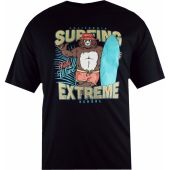 Espionage Mens Big Size Surfing Bear Print Cotton Crew Neck T Shirt