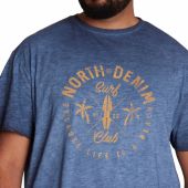 North 56 Mens Big Size Surf Print Cool Dyed Crew Neck T Shirt
