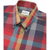 Ben Sherman Mens Big Size Large Madras Check Button Down Collar Cotton Casual Short Sleeve Shirt