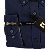 Kings Road Mens Big Size Plain Brushed Cotton Button Down Collar Cotton Casual Long Sleeve Shirt With Breast Pocket
