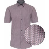 Casa Moda Mens Big Size Button Down Collar Circle Print Short Sleeve Shirt