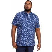 Duke Mens Big Size D555 Surf Board Print Button Down Collar Short Sleeve Shirt With Pocket