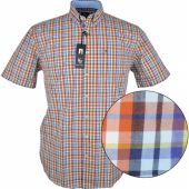 Kings Road Mens Big Size Multi Colour Check Cotton Casual Short Sleeve Shirt