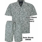 Espionage Mens Big Size Short Sleeve All Over Abstract Print Shirt