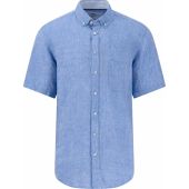 Fynch Hatton Mens Big Size Button Down Collar Pure Linen Casual Short Sleeve Shirt