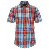 Casa Moda Mens Big Size Comfort Fit Linen Edition Multi Colour Check Casual Short Sleeve Shirt