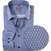 Olymp Mens Big Size Hexagon Print Egyptian Cotton Formal Long Sleeve Shirt