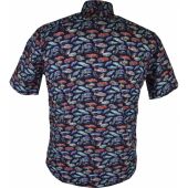 Kings Road Mens Big Size Car Print Short Sleeve Casual Cotton Shirt
