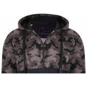 Kam Mens Big Size Camouflage Panel Zip Front Hoodie