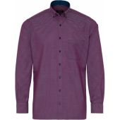Eterna Mens Big Size Long Sleeve Formal Comfort Fit Poplin Red and Blue Checked Shirt