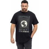 North Latitude Mens Big Size Grid Print Crew Neck T Shirt
