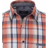 Casa Moda Mens Big Size Seersucker Check Casual Fit Cotton Short Sleeve Shirt With Breast Pocket