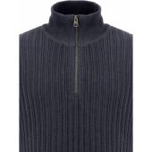 Fynch Hatton Mens Big Size Rib Cotton Turtle Neck With Quarter Zip Sweater