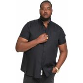 D555 Mens Big Size Oxford Button Down Collar Cotton Short Sleeve Shirt With Breast Pocket