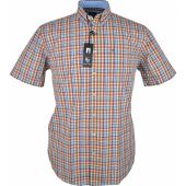 Kings Road Mens Big Size Multi Colour Check Cotton Casual Short Sleeve Shirt