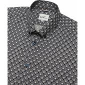 Ben Sherman Mens Big Size Block Geo Print Cotton Button Down Collar Short Sleeve Casual Shirt