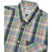 Ben Sherman Mens Big Size Gingham Overcheck Button Down Collar Cotton Casual Short Sleeve Shirt With Breast Pocket