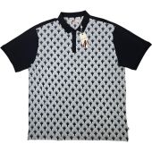 Mish Mash Mens Big Size Fine Knitted Diamond Pattern Cotton Polo With Plain Contrast Sleeve Collar And Back